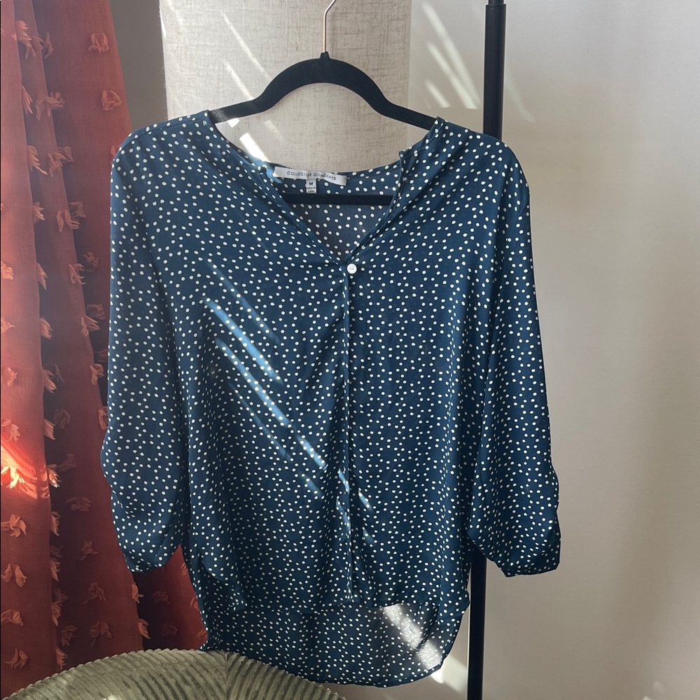 Collective Concepts Teal and White Blouse